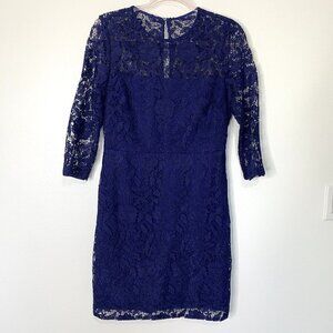 J Crew Lace Dress Blue Sheath‎ Size 8